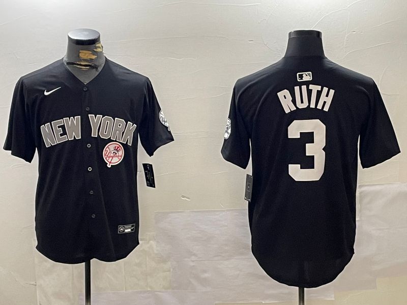 Men New York Yankees 3 Ruth Black Game 2024 Nike MLB Jersey style 12023